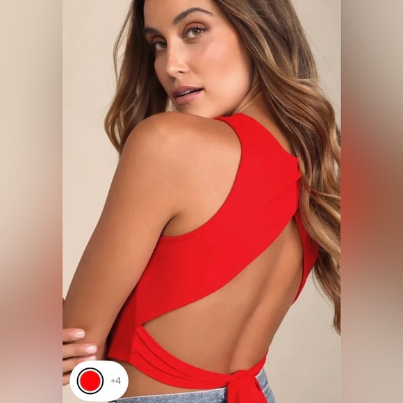 NWT Red Sleeveless Crop Top - Picture 6 of 7